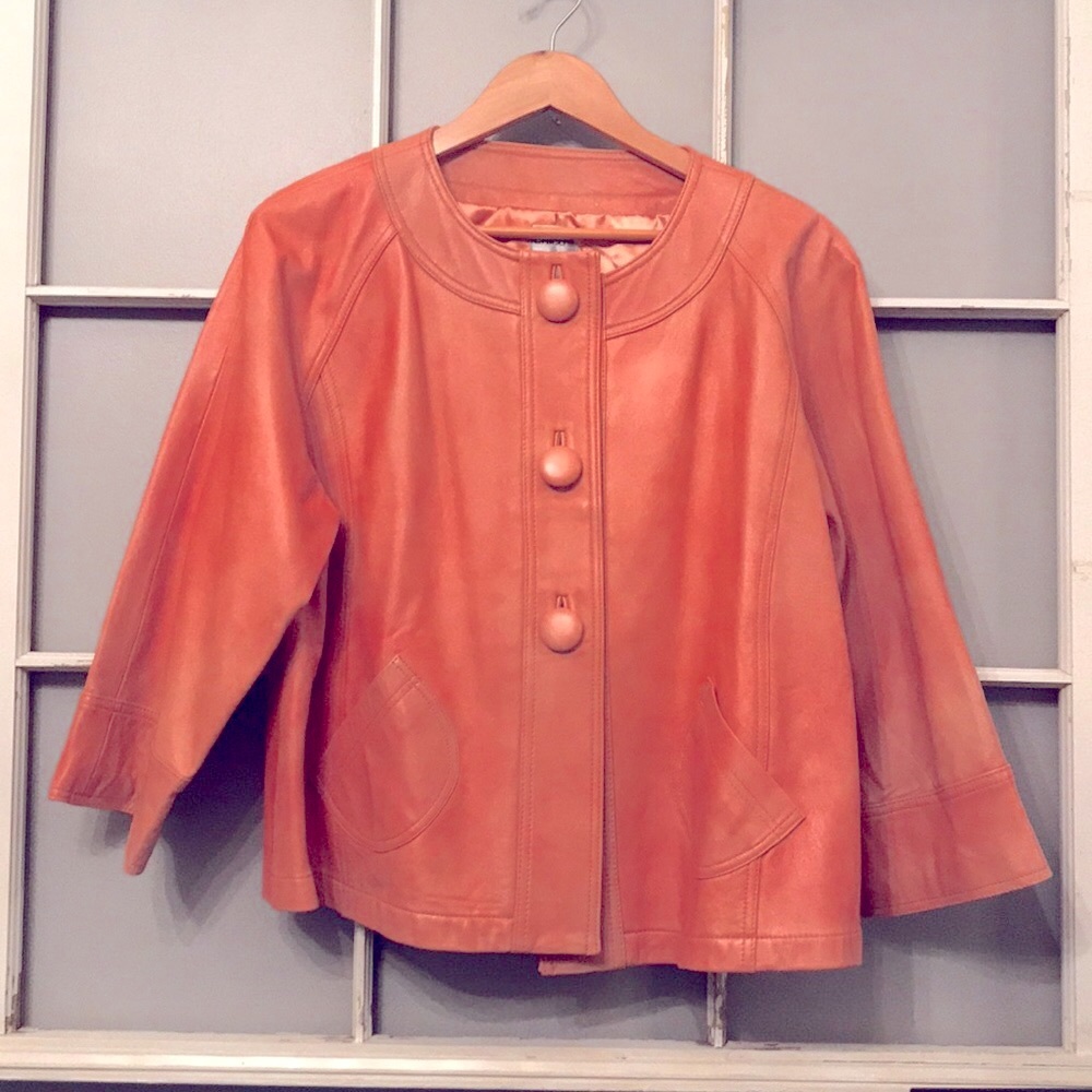 Chico’s 3/4 length leather jacket